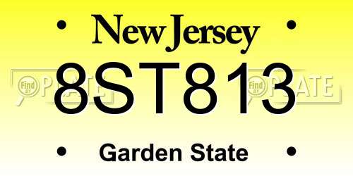 8ST813 New Jersey License Plate