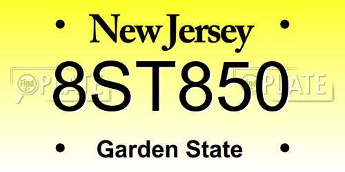 8ST850 New Jersey License Plate