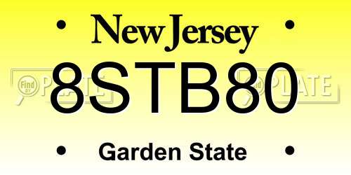 8STB80 New Jersey License Plate