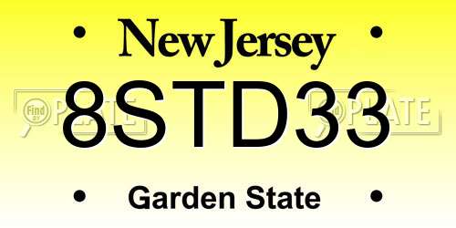 8STD33 New Jersey License Plate