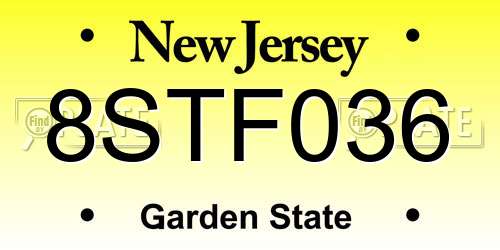 8STF036 New Jersey License Plate