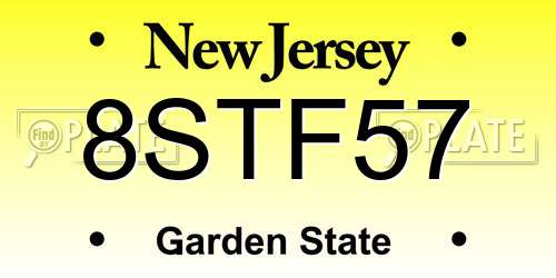 8STF57 New Jersey License Plate