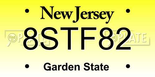 8STF82 New Jersey License Plate