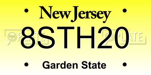 8STH20 New Jersey License Plate