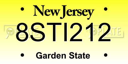 8STI212 New Jersey License Plate