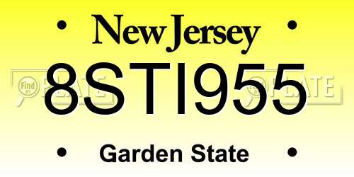 8STI955 New Jersey License Plate