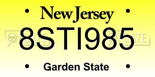 8STI985 New Jersey License Plate