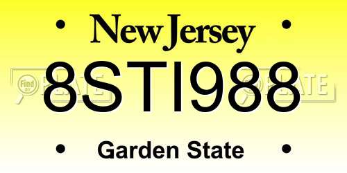 8STI988 New Jersey License Plate