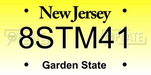 8STM41 New Jersey License Plate