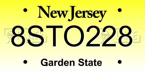 8STO228 New Jersey License Plate