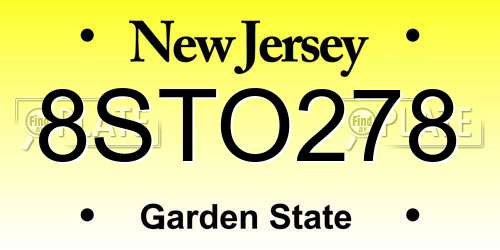 8STO278 New Jersey License Plate