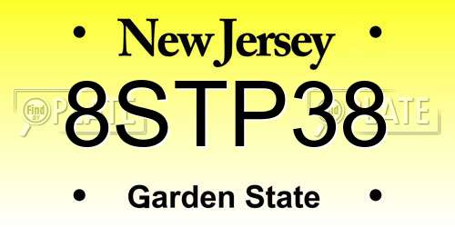 8STP38 New Jersey License Plate
