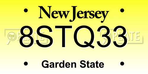 8STQ33 New Jersey License Plate