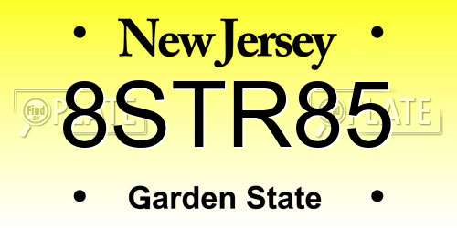 8STR85 New Jersey License Plate