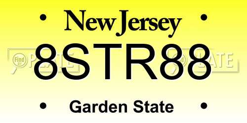 8STR88 New Jersey License Plate