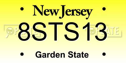 8STS13 New Jersey License Plate