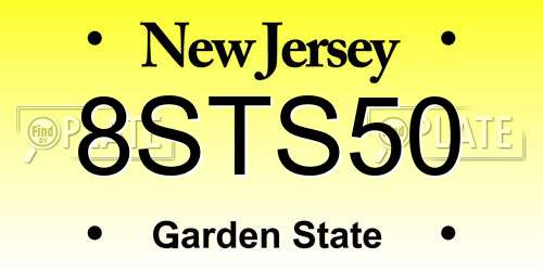 8STS50 New Jersey License Plate
