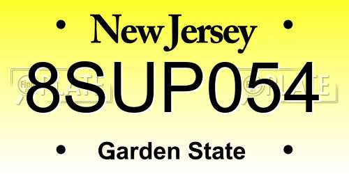 8SUP054 New Jersey License Plate
