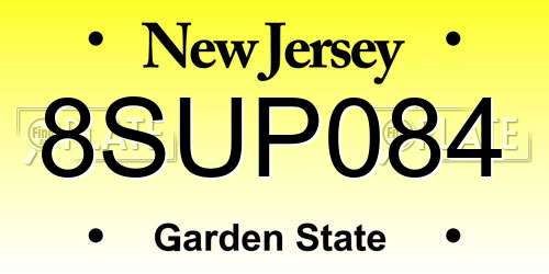 8SUP084 New Jersey License Plate