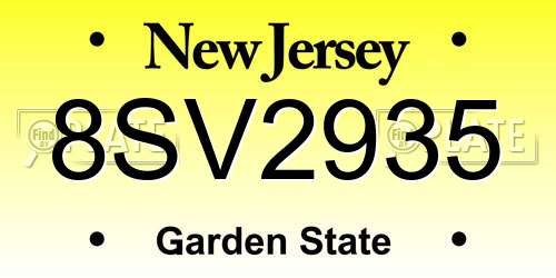 8SV2935 New Jersey License Plate