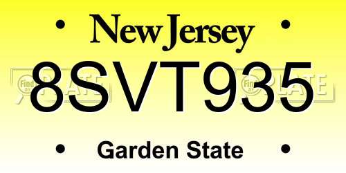 8SVT935 New Jersey License Plate