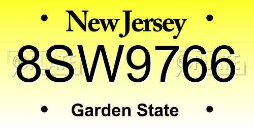 8SW9766 New Jersey License Plate