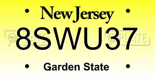 8SWU37 New Jersey License Plate
