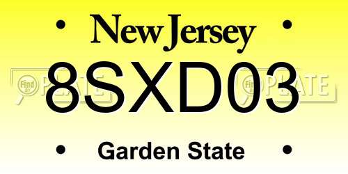 8SXD03 New Jersey License Plate