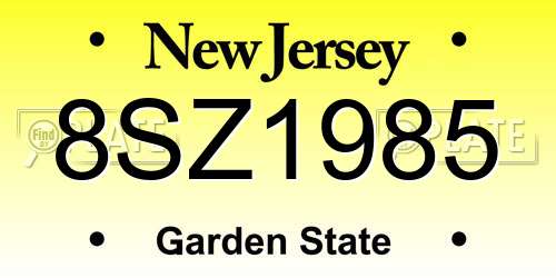 8SZ1985 New Jersey License Plate