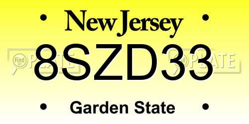 8SZD33 New Jersey License Plate
