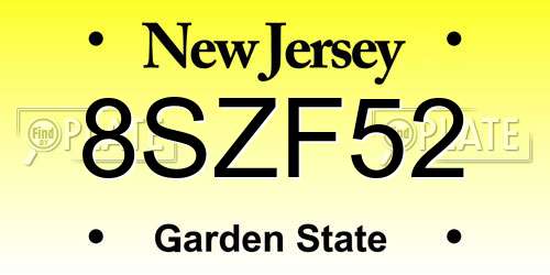 8SZF52 New Jersey License Plate