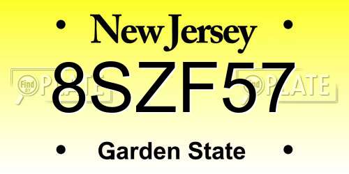 8SZF57 New Jersey License Plate
