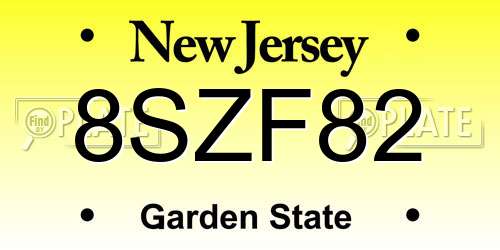 8SZF82 New Jersey License Plate