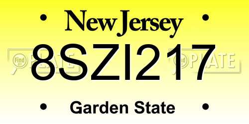 8SZI217 New Jersey License Plate