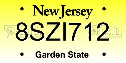 8SZI712 New Jersey License Plate