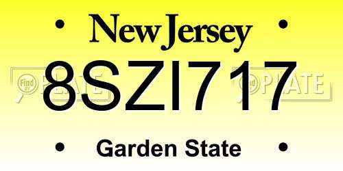 8SZI717 New Jersey License Plate