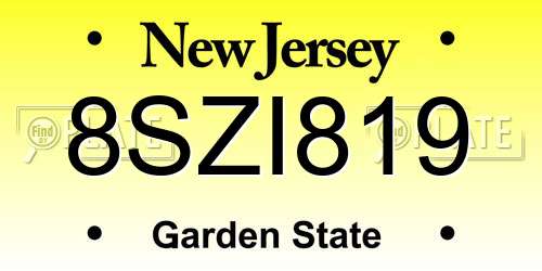8SZI819 New Jersey License Plate
