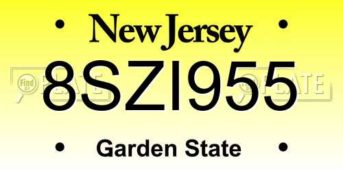 8SZI955 New Jersey License Plate
