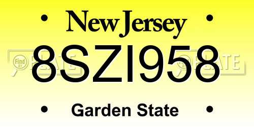 8SZI958 New Jersey License Plate