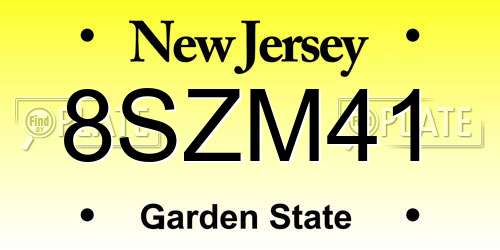 8SZM41 New Jersey License Plate
