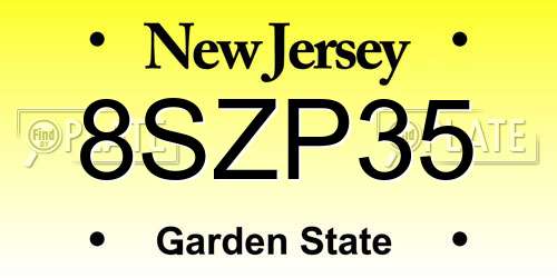 8SZP35 New Jersey License Plate