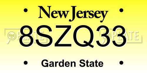 8SZQ33 New Jersey License Plate