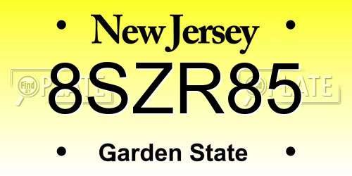 8SZR85 New Jersey License Plate