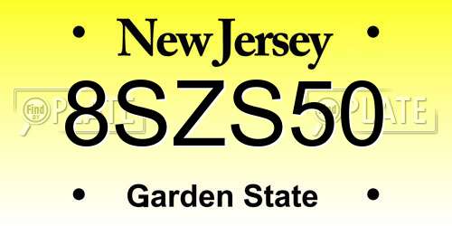 8SZS50 New Jersey License Plate