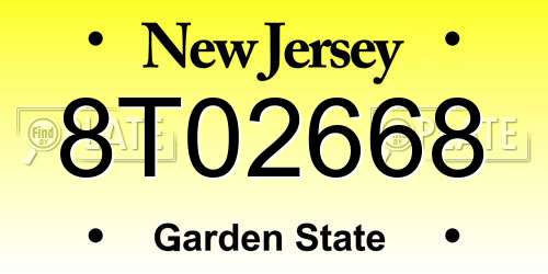 8T02668 New Jersey License Plate