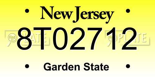 8T02712 New Jersey License Plate