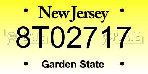 8T02717 New Jersey License Plate