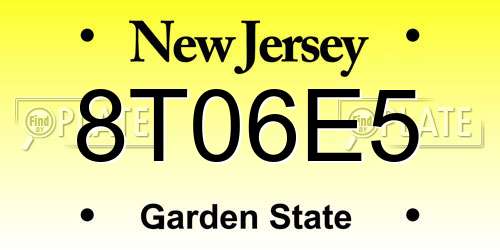 8T06E5 New Jersey License Plate