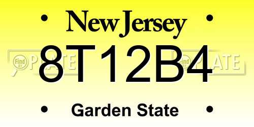 8T12B4 New Jersey License Plate