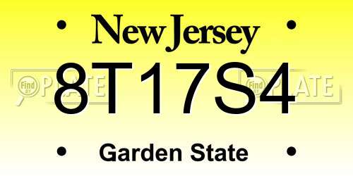 8T17S4 New Jersey License Plate